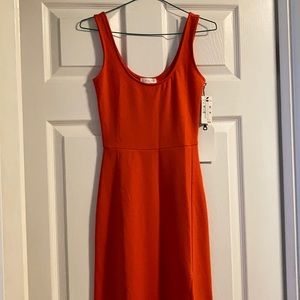 Leith Poppy Red Scoop Neck Midi Dress